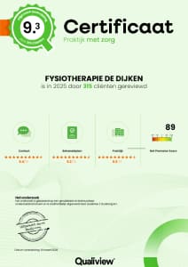 Qualiview-certificaat Praktijk met zorg voor Fysiotherapie De Dijken.